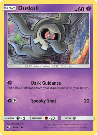 Duskull 051 - Reverse Holofoil SM Burning Shadows - Common