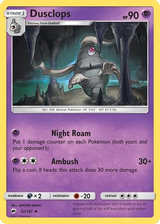 Dusclops 052/147 SM Burning Shadows - Uncommon