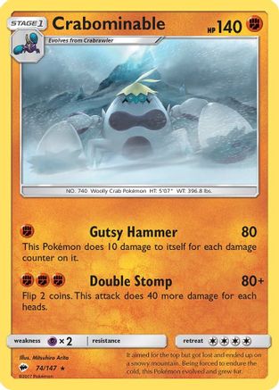 Crabominable - Reverse Holofoil SM Burning Shadows - Rare