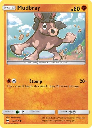 Mudbray 077 - Reverse Holofoil SM Burning Shadows - Common