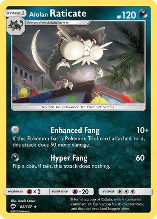 Alolan Raticate/147 - Reverse Holofoil SM Burning Shadows - Rare