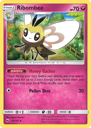 Ribombee 096 - Reverse Holofoil SM Burning Shadows - Uncommon