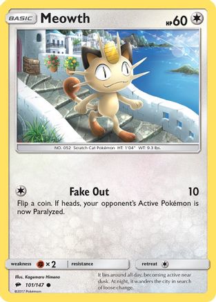 Meowth 101 SM Burning Shadows - Common