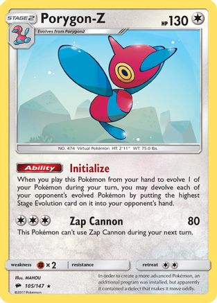 Porygon-Z 105 - Reverse Holofoil SM Burning Shadows - Holo Rare