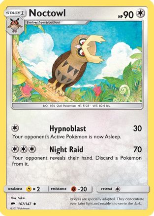 Noctowl 107 - Reverse Holofoil SM Burning Shadows - Uncommon
