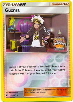 Guzma - 115/147 (Regional Championships)/147 - Reverse Holofoil League & Championship Cards - Promo