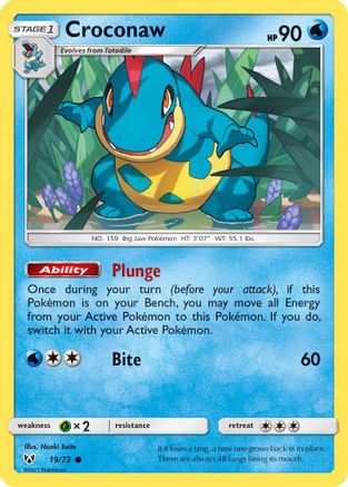 Croconaw 019 - Reverse Holofoil Shining Legends - Common