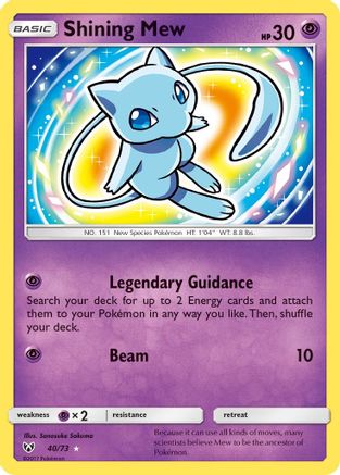 Shining Mew 040 - Holofoil Shining Legends - Shiny Holo Rare
