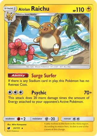 Alolan Raichu 031 - Holofoil SM Crimson Invasion - Holo Rare