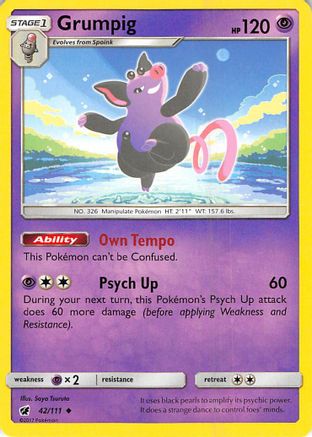 Grumpig 042 - Reverse Holofoil SM Crimson Invasion - Uncommon
