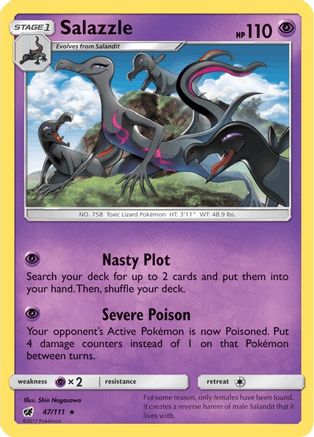Salazzle 047/111 - Reverse Holofoil SM Crimson Invasion - Holo Rare