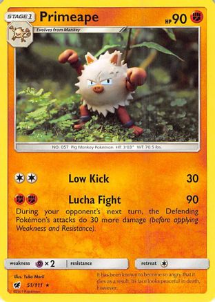 Primeape 051 - Reverse Holofoil SM Crimson Invasion - Rare