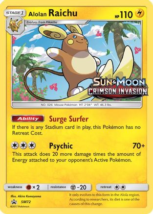 Alolan Raichu - SM72 (Prerelease) - Holofoil SM Promos - Promo