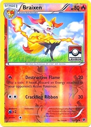 Braixen (Pokemon League) 012/124 - Reverse Holofoil League & Championship Cards - Promo