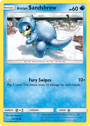 Alolan Sandshrew 028 - Reverse Holofoil SM Ultra Prism - Common