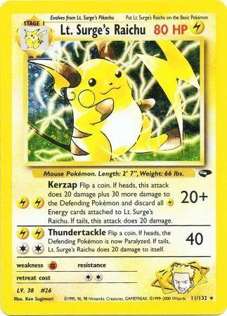 Lt. Surge's Raichu 011 - Unlimited Holofoil Gym Challenge - Holo Rare