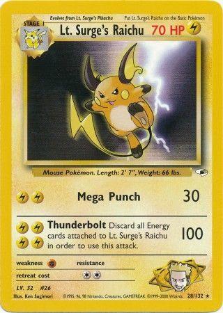 Lt. Surge's Raichu 028 - Unlimited Gym Heroes - Rare