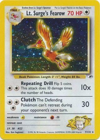 Lt. Surge's Fearow 007 - Unlimited Holofoil Gym Heroes - Holo Rare