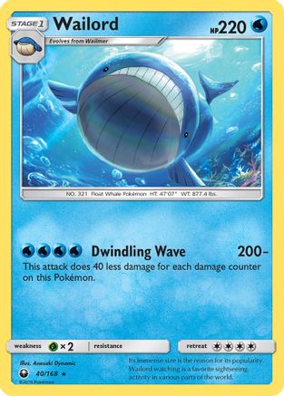 Wailord 040 - Reverse Holofoil SM Celestial Storm - Rare