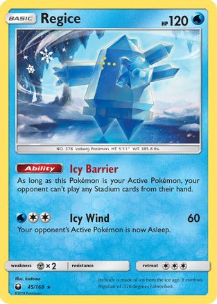 Regice 045 - Reverse Holofoil SM Celestial Storm - Rare