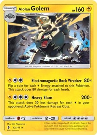 Alolan Golem - 42/145 (Cosmos Holo)/145 - Holofoil Blister Exclusives - Promo