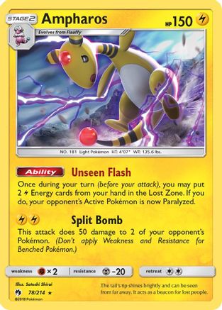 Ampharos 078 - Holofoil SM Lost Thunder - Holo Rare