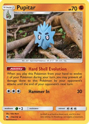 Pupitar 116 - Reverse Holofoil SM Lost Thunder - Uncommon