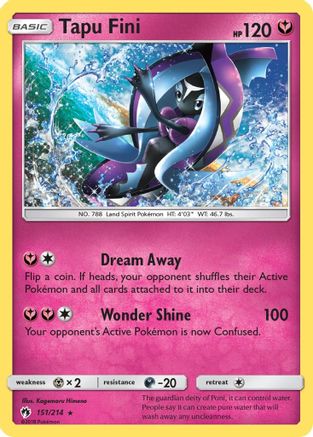 Tapu Fini 151/214 - Holofoil SM Lost Thunder - Holo Rare