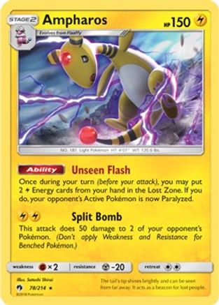 Ampharos - 78/214 (SM Lost Thunder)/214 Deck Exclusives - Rare