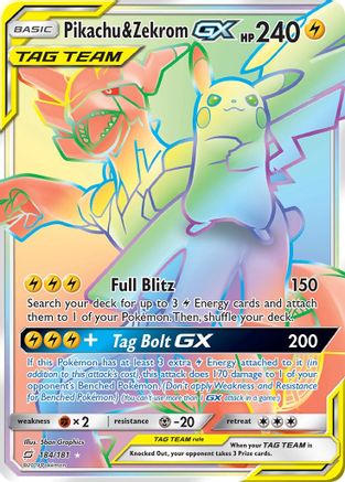 Pikachu & Zekrom GX (Secret) - Holofoil SM Team Up - Secret Rare