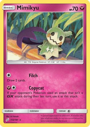 Mimikyu 112 - Reverse Holofoil SM Team Up - Rare
