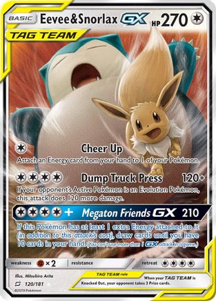 Eevee & Snorlax GX 120 - Holofoil SM Team Up - Ultra Rare