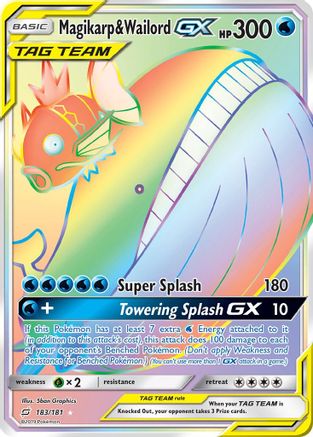 Magikarp & Wailord GX (Secret) - Holofoil SM Team Up - Secret Rare