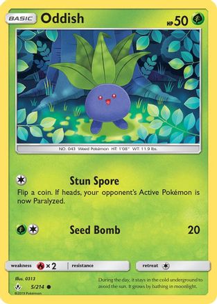 Oddish (5) (5) 005 - Reverse Holofoil SM Unbroken Bonds - Common