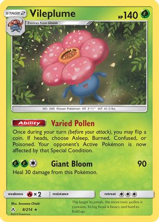 Vileplume 008 - Holofoil SM Unbroken Bonds - Holo Rare
