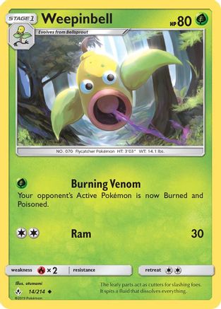 Weepinbell/214 - Reverse Holofoil SM Unbroken Bonds - Uncommon