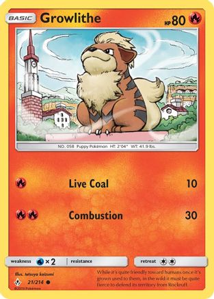 Growlithe 021 - Reverse Holofoil SM Unbroken Bonds - Common