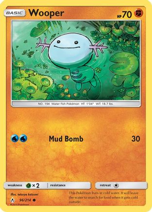 Wooper 096 - Reverse Holofoil SM Unbroken Bonds - Common