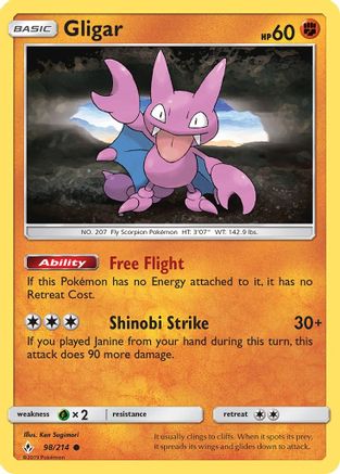 Gligar/214 - Reverse Holofoil SM Unbroken Bonds - Common
