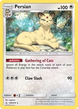Persian - Reverse Holofoil SM Unbroken Bonds - Rare