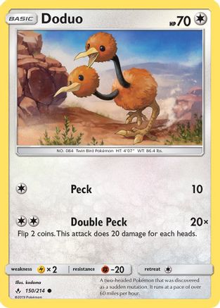 Doduo 150 - Reverse Holofoil SM Unbroken Bonds - Common