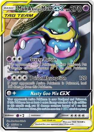 Muk & Alolan Muk GX (197) (Full Art) - Holofoil SM Unbroken Bonds - Ultra Rare