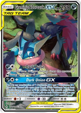 Greninja & Zoroark GX (201) (Alternate Full Art)/214 - Holofoil SM Unbroken Bonds - Ultra Rare