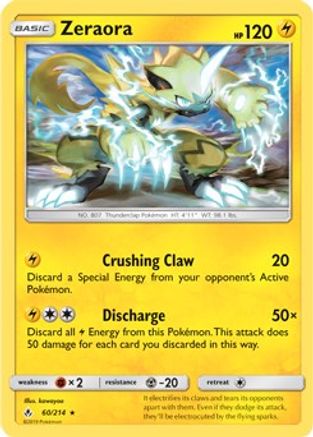 Zeraora - 60/214 (SM Unbroken Bonds) (Cracked Ice Holo)/214 - Holofoil Deck Exclusives - Holo Rare