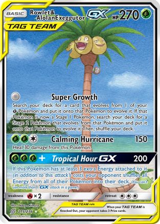 Rowlet & Alolan Exeggutor GX (Alternate Full Art) - Holofoil SM Unified Minds - Ultra Rare