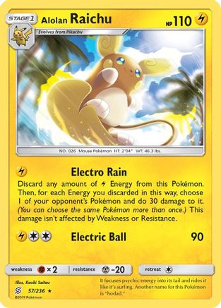 Alolan Raichu 057 - Holofoil SM Unified Minds - Holo Rare