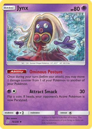 Jynx 076/236 - Reverse Holofoil SM Unified Minds - Uncommon