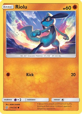 Riolu (116) (116) 116 - Reverse Holofoil SM Unified Minds - Common