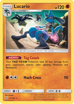 Lucario 117 - Reverse Holofoil SM Unified Minds - Rare