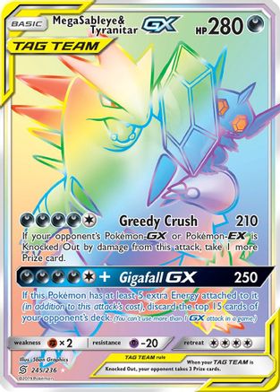 Mega Sableye & Tyranitar GX (Secret) - Holofoil SM Unified Minds - Secret Rare